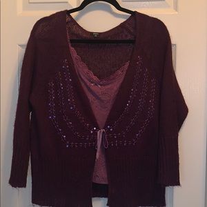 BURGUNDY CARDIGAN SET